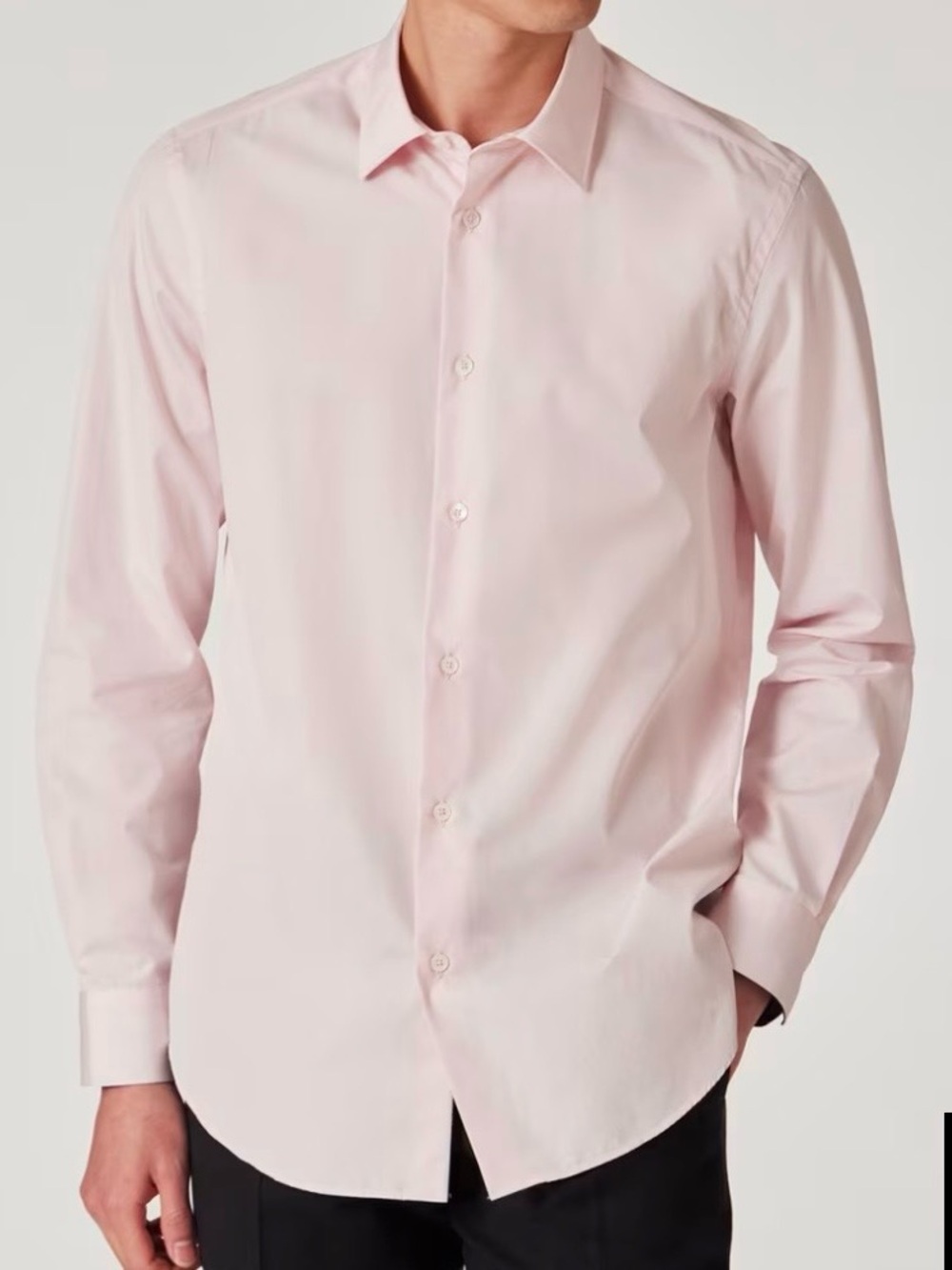 Paul Smith Men's Pale Pink and White Striped Button-Down Long Sleeve Shirt